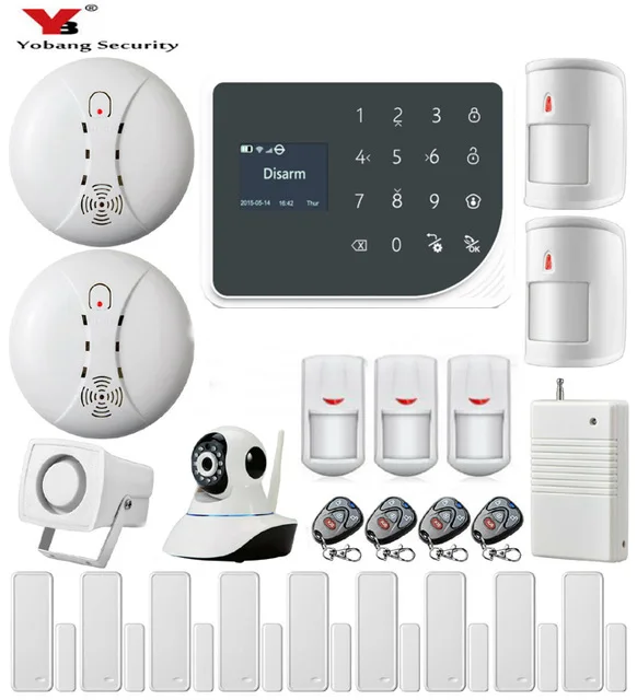 

YoBang Security APP Control Wireless Home Business Security Alarm System Video IP Camera PIR Motion Detector Smoke Fire Sensor.