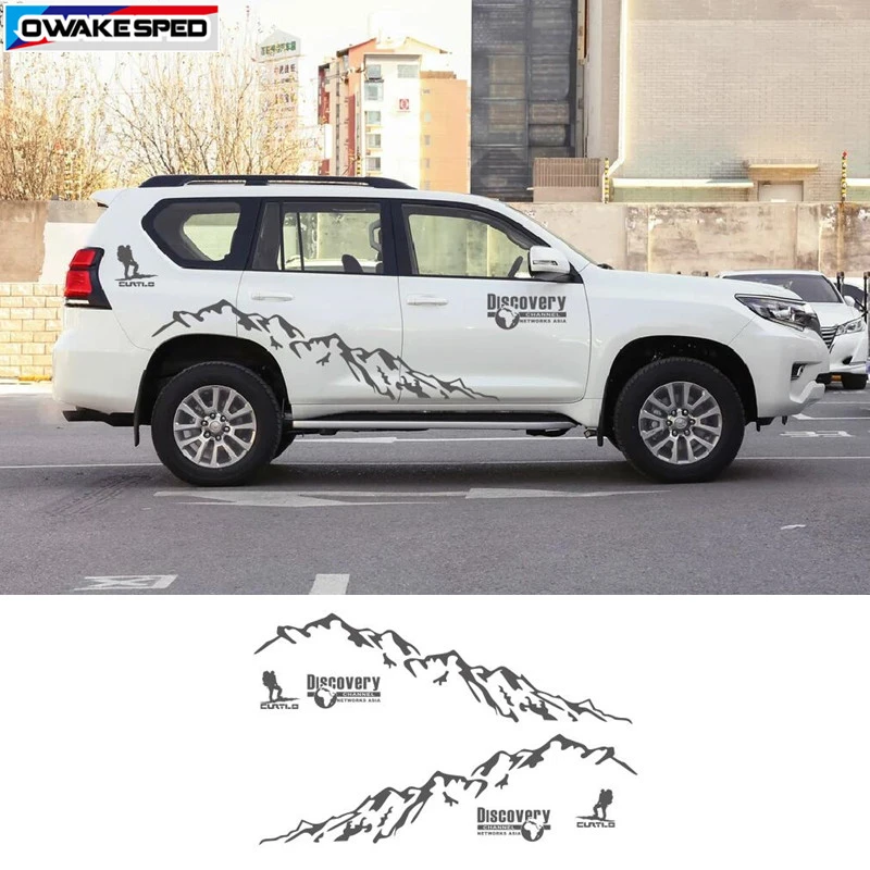 トヨタプラドランドクルーザー用の車のドアサイドステッカー オフロード マウンテンストライプ 車のステッカー Aliexpress