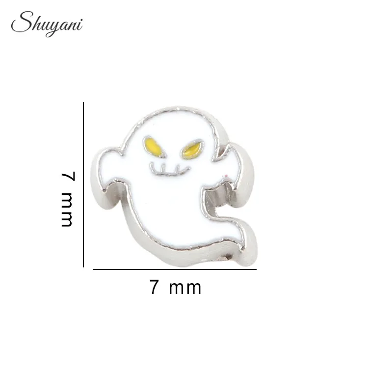

20pcs/lot Newest Halloween Floating Locket Charms DIY Metal Enamel Ghost Charms for Living Memory Locket