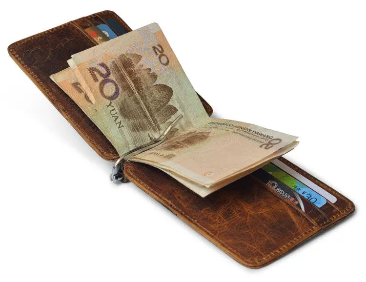 

100 PCS 2017 Retro Cow Leather Wallet Men Money Clips Quality Cowhide Cards Clutch Wallets Women Housekeeper Clutch Purse