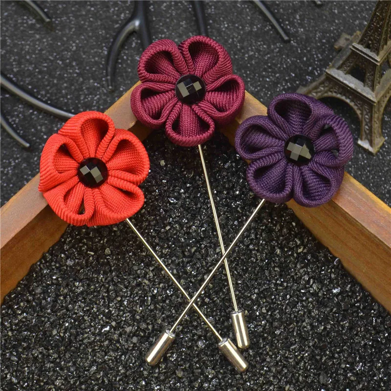 Mdiger Lapel Pin Handmade Fabric Brooch Flower for Men Suit Floral of