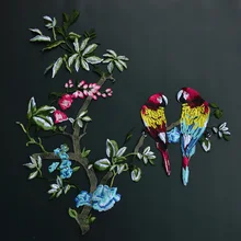 Diy parche de flores y de aves loro moda bordado marea personalidad apliques bordados parches cosidos en