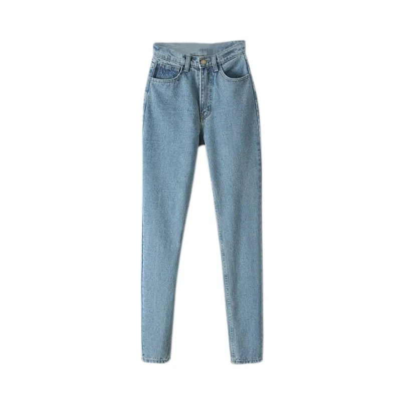 

Summer Women Mid Waist Regular Jeans Lady Cotton Casual Solid Pencil Pants New Arrival