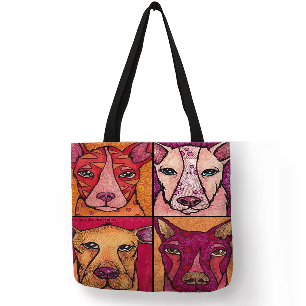 

Abstract Oil Painting Fashion Lady Shoulder Bag Funny Dog Collage Print Handbag Large Capacity During Shopping Traveling Bags