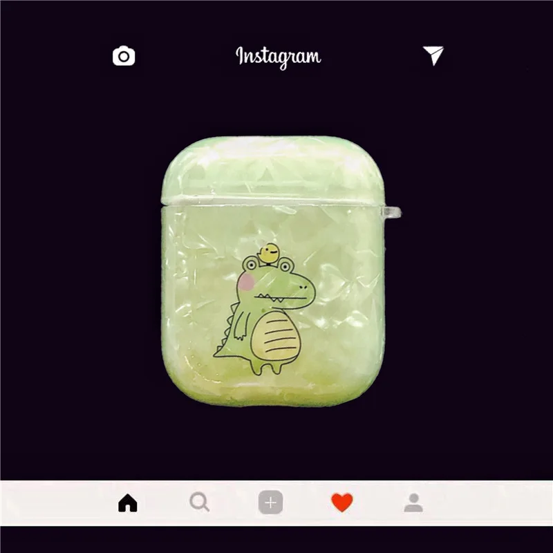 

Bluetooth Earphone Case for Airpods cute Accessories Protective Cover Cartoon soft TPU luxury for apple airpods 2 shell dinosaur