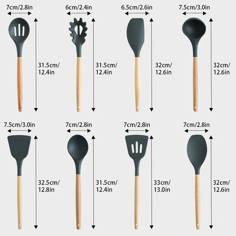 Konco кухонная посуда силиконовая деревянная лопатка скребки термостойкая суповая ложка антипригарные кусачки кухонная лопатка инструмент
