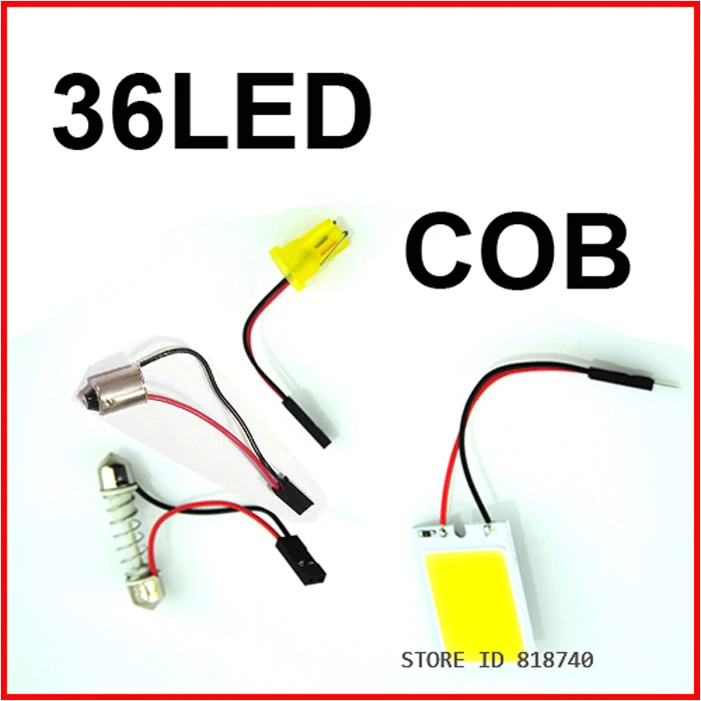 100 pcsv 4 Вт 36LED COB Белый Панель купол чип светодиодный интерьер автомобиля свет LED автомобилей автомобиля Панель T10 гирлянда купол адаптер 12 В