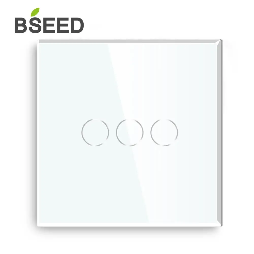 Bseed сенсорный выключатель 2 канала 1 способ света с Стекло Панель черный емкостный