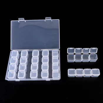 

High Quality 28Cases Nail Art Storage Case Glitter Gems Decoration Box Empty Cosmetic Jar Pots Container Refillable Bottles