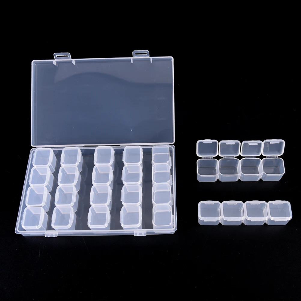 Good Chance of  High Quality 28Cases Nail Art Storage Case Glitter Gems Decoration Box Empty Cosmetic Jar Pots Cont