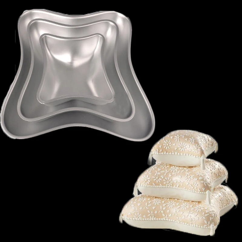 3 Pillow Shape Large Aluminium Alloy Mold New Cake Baking Tools Set