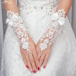 LZP111 жемчуг Бабочка Тюль Короткие Свадебные перчатки для невесты кружева перчатки свадебные аксессуары