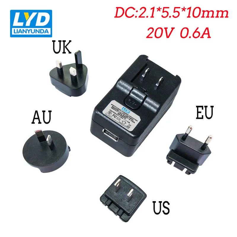 DC 20 V/0.6A Поставка медицинского оборудования адаптер стены вставки Европейский