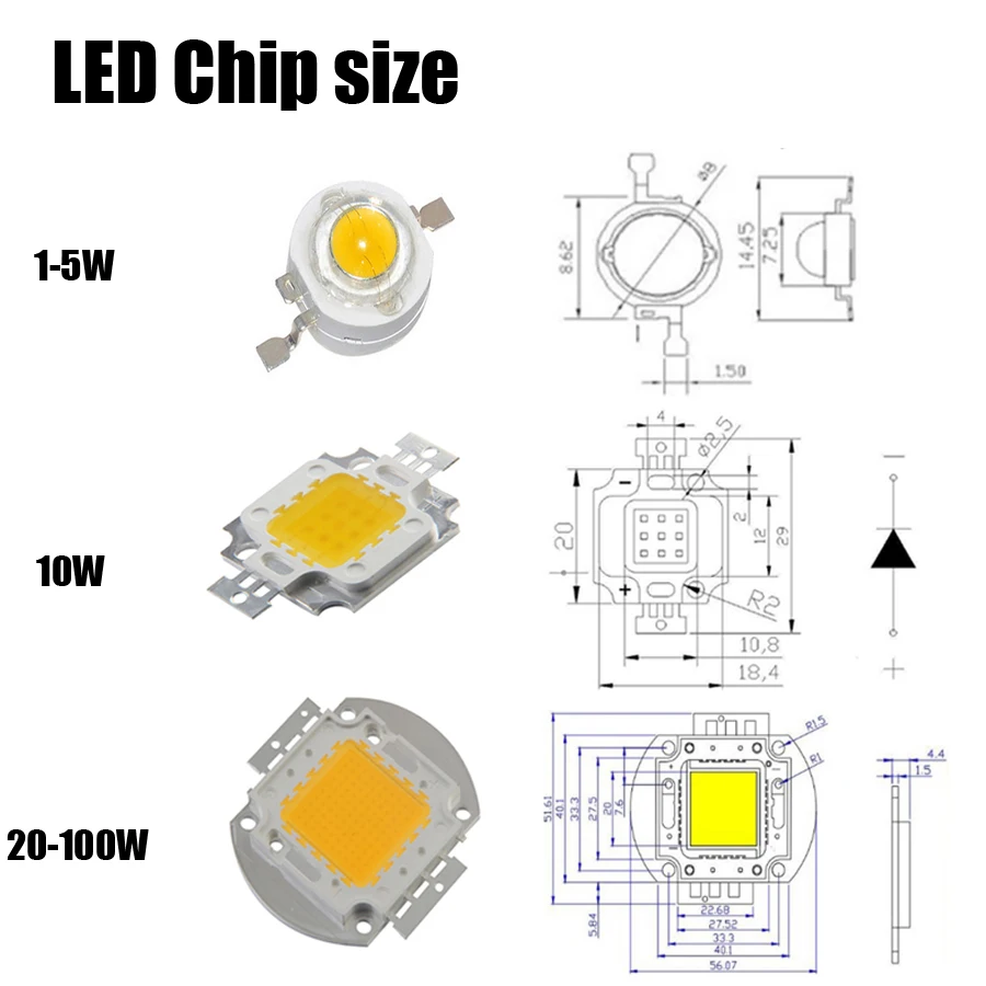 Светодиодный светильник высокой мощности Chip1W 3W 5W 10W 20W 30W 50W 100W холодный белый теплый красный зеленый синий желтый оранжевый Янтарный SMD DIY COB светильник