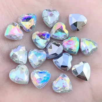 

Wholesale 200PCS 12mm AB Clear&Transparent Heart Acrylic Rhinestones Flat Back For wedding decoration Beads DIY Jewelry Making