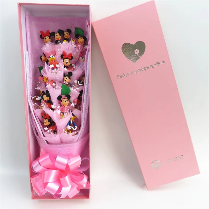 Cartoon mouse action figure toys fashion doll kawaii bouquet gift box creative Graduation/Birthday/Valentine gifts - Цвет: with box