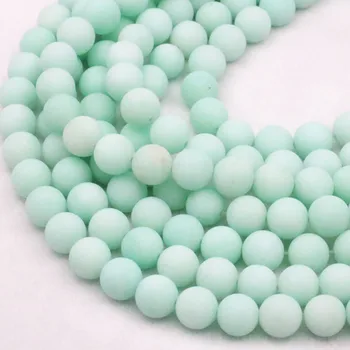 

6 8 10 12mm Round Frosted Matted Amazonite Natural Stone Loose Beads for Jewelry Making Fit DIY Bracelet Necklace Craft 15" A496