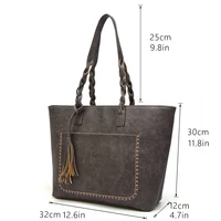 Tinkin  Vintage PU Tassel Women Shoulder Bag Female Retro Daily Causal Totes Lady Elegant Shopping Handbag