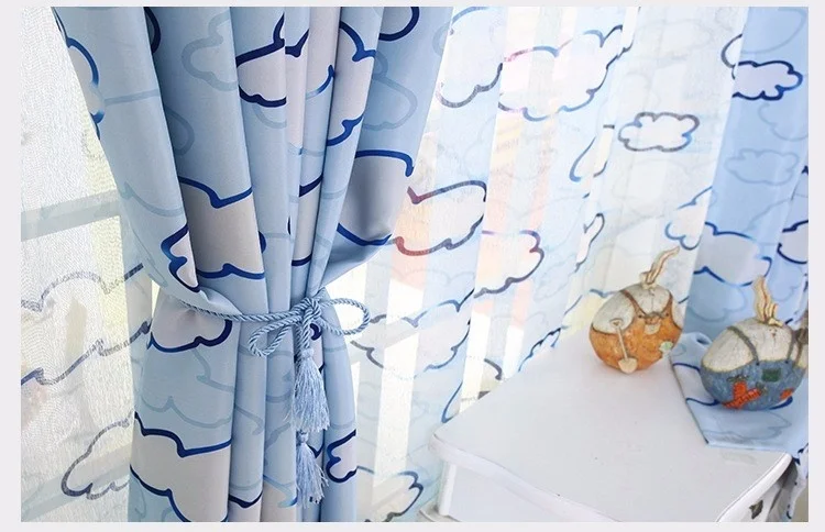 Детские Тканевые занавески с облаками для мальчиков и девочек, спальни, гостиной, синие/розовые ночные шторы, портьеры на заказ AG084& 30