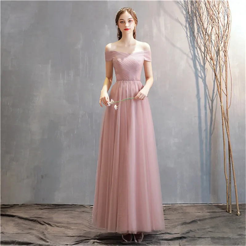 Новое Элегантное пыльно-розовое платье подружки невесты с коротким рукавом для свадебной вечеринки для женщин robe demoiseur d'honneur pour femme