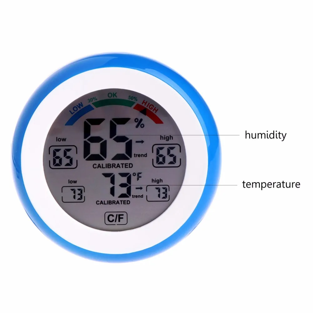 Цифровой термометр с ЖК-дисплеем, комнатный термометр-гигрометр, Круглый измеритель влажности, метеостанция
