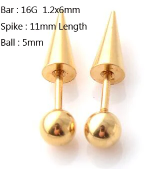 2 pieces fake stainless steel ear Taper Fake Ear Stretcher stud Earrings Ball spike cheater expander Men punk jewelry