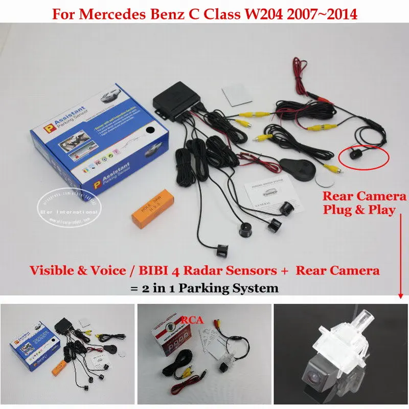 

Liislee For Mercedes Benz C Class W204 2007~2014 - Car Parking Sensors + Rear View Camera = 2 in 1 Visual Alarm Parking System