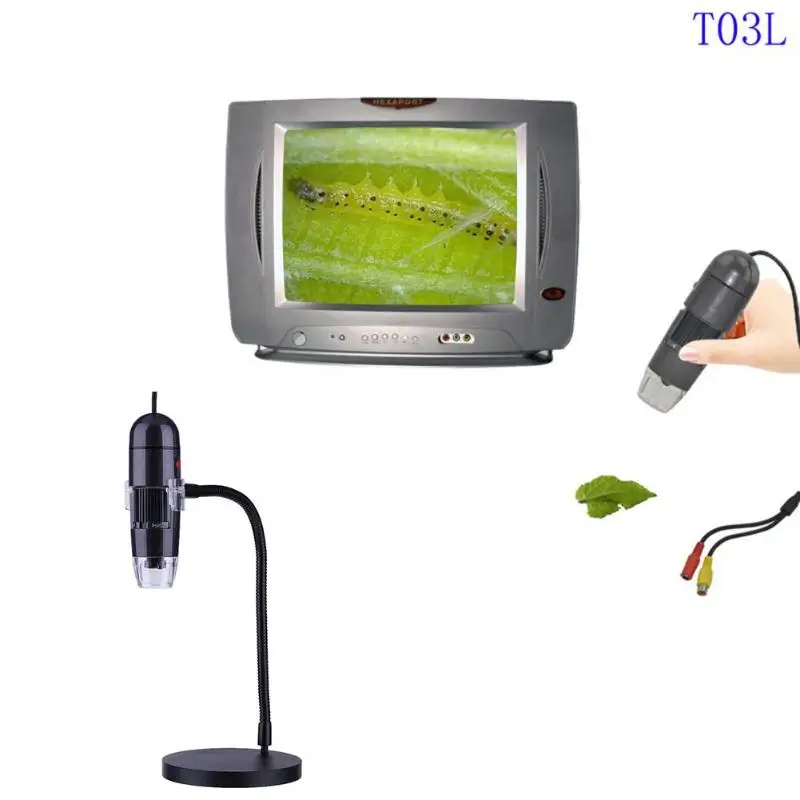 

1PCS Adjustable Stand 8 LED 25X-600X Digital Microscope Camera Microscopio Magnifier PAL/NTSC AV TV Camera US plug