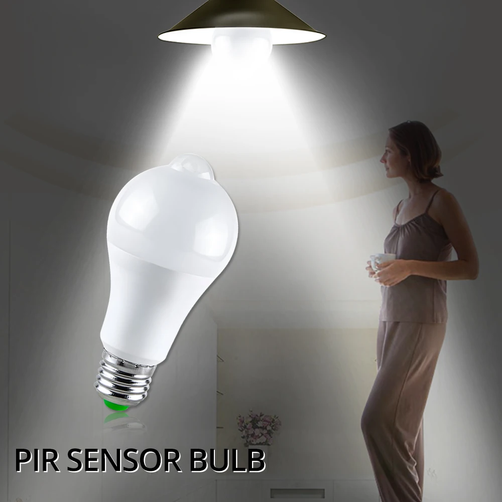 4 шт. PIR датчик движения Светодиодная лампа E27 B22 12 Вт 18 Авто умная мощность LED