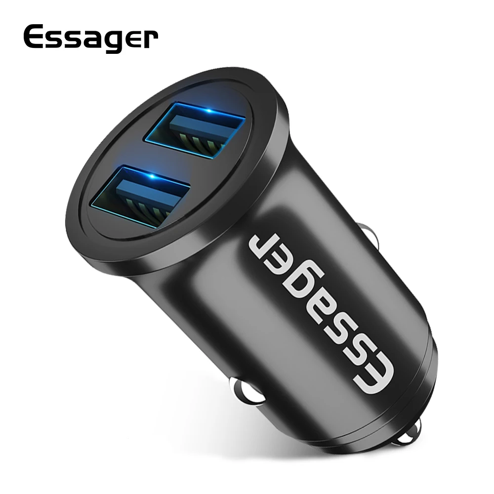 Essager 4.8A USB سيارة شاحن آيفون سامسونج شياو mi mi 9 سيارة مهايئ شاحن الهاتف المحمول المزدوج USB سيارة شحن شاحن سريع