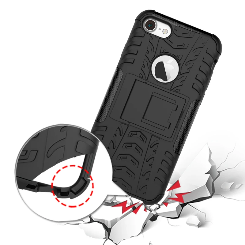 

WolfRule Cover For iPhone 7 Case Soft Rubber & Hard Plastic Kickstand Anti knock Armor Case For Apple iPhone 7 Cover 4.7''