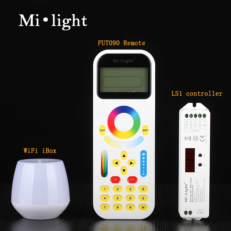 

Mi.Light LS1 DC12V 24V 15A 4 in 1 Smart LED Controller for Single Color, CCT, RGB RGBW Strip + 2.4GHz Remote FUT090 + WiFi iBox1