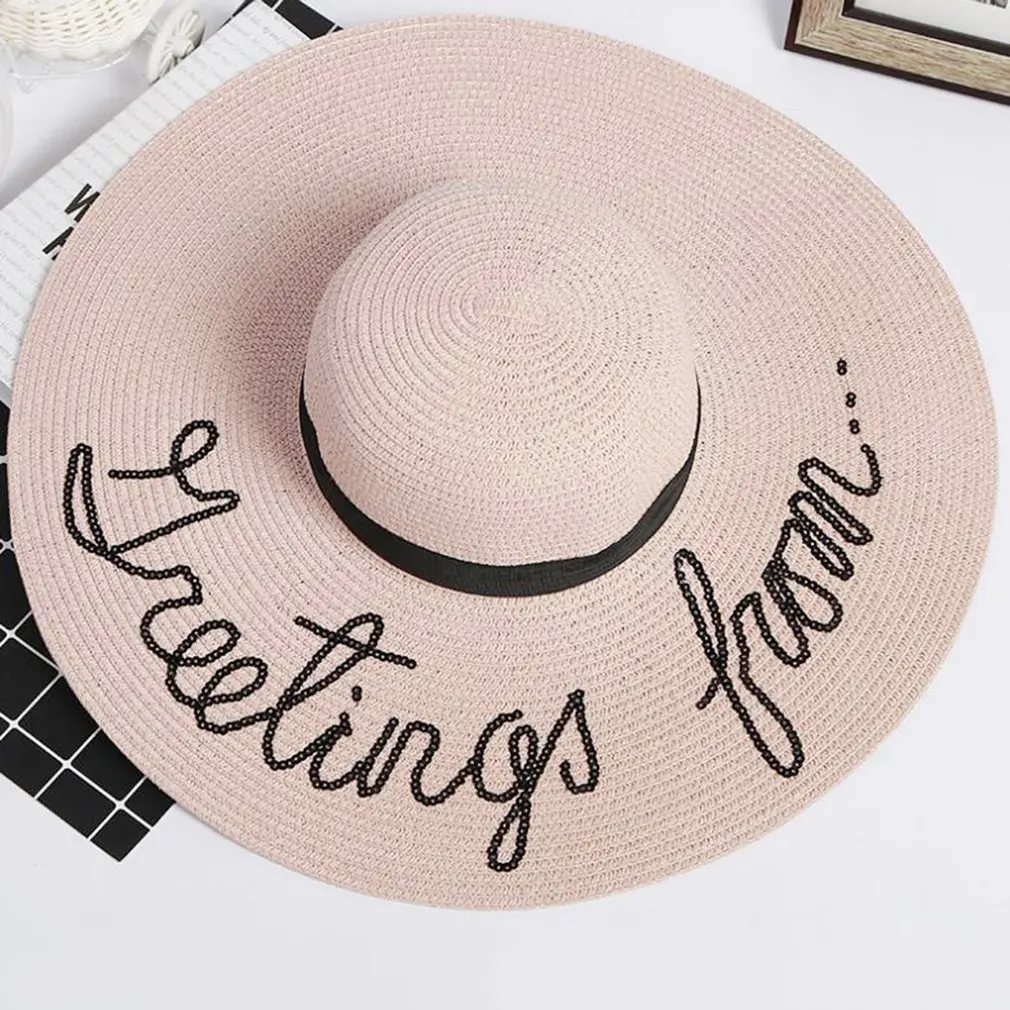 

2018 Summer Autumn Women Straw Hat Letter Printed Harajuku Vintage Sun Visor Wide Brim Caps Outdoor Top Quality Lady Beach Hats