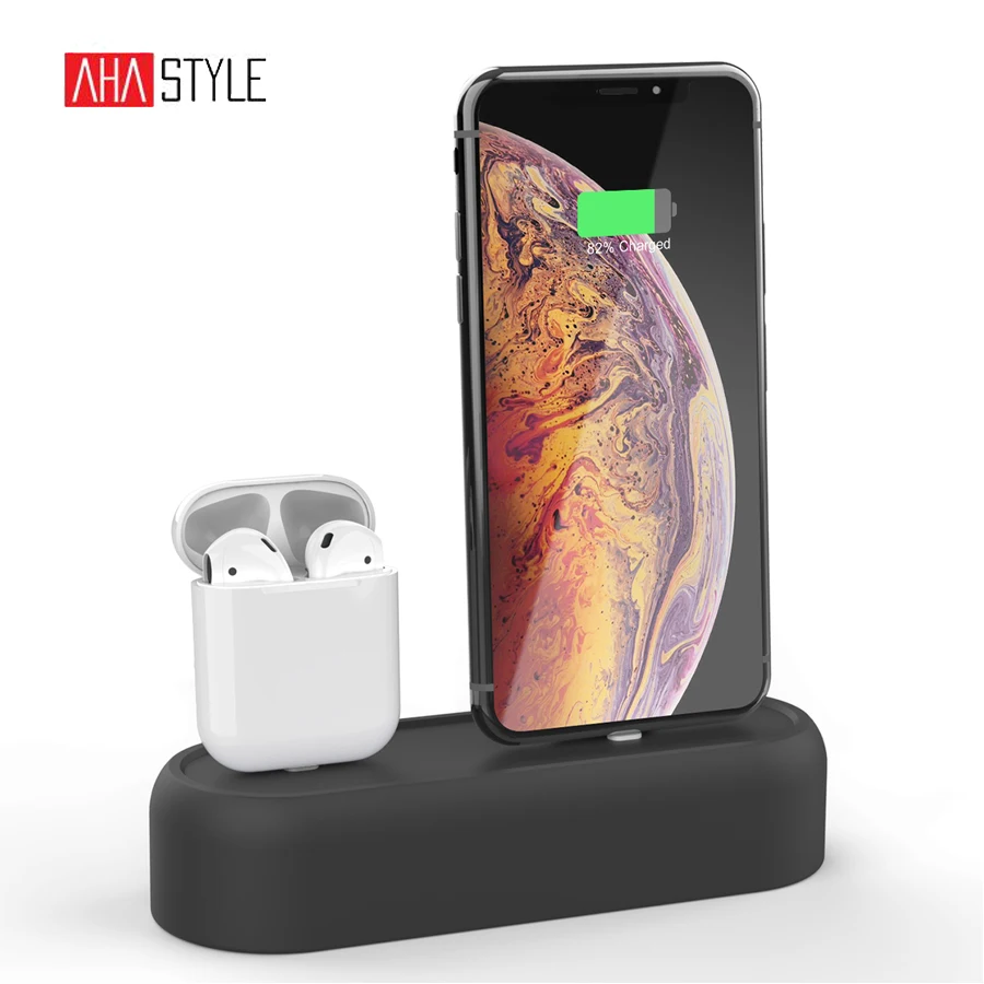 Зарядная док станция 2 в 1 для Apple Airpods держатель зарядного устройства подставка