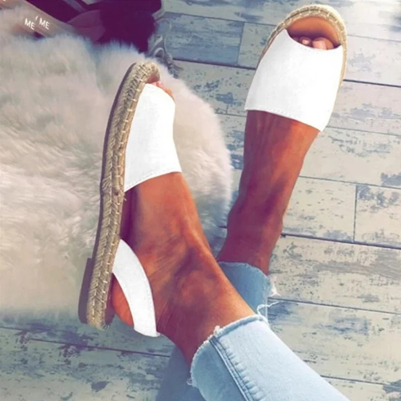 Oeak Women Sandals 2019 New Summer Shoes Woman Slippers Peep Toe Flat Sandals Back Strap Summer Sandals Low Heels Zapatos Mujer