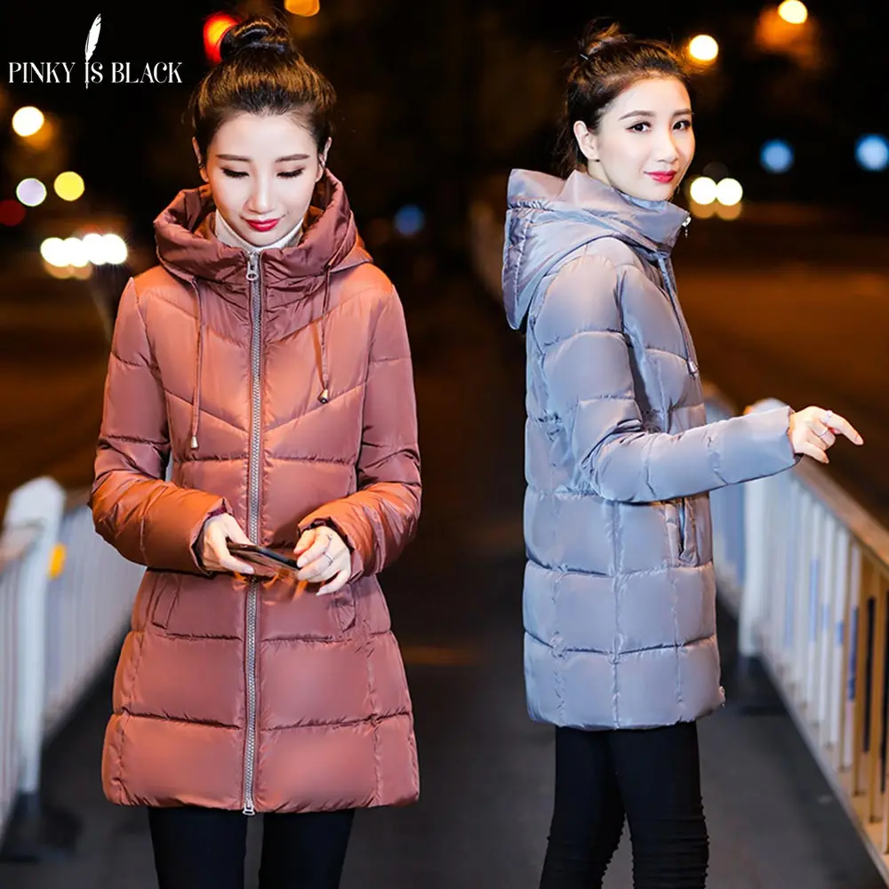 PinkyIsBlack Winter Jacket Women Coats Hooded Female Long Parkas Thicken Hooded Down Cotton Padded Lining Winter Coat Women 2018