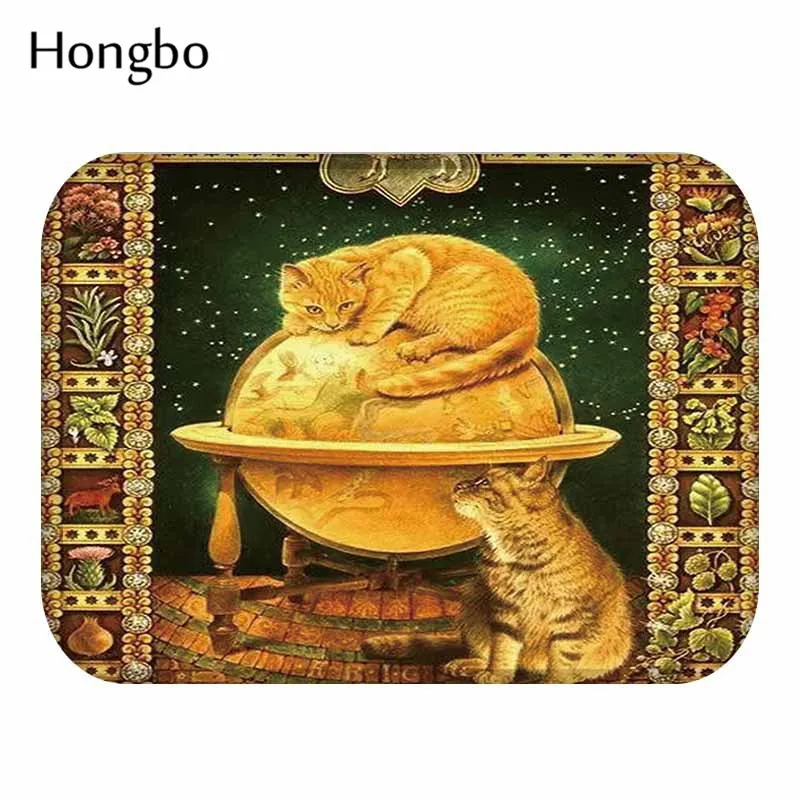 Hongbo Cat открытый вход Крытый ковер коврики коврик фланелевый Противоскользящий Ванная комната Кухня коврики 40x60 см - Цвет: 16