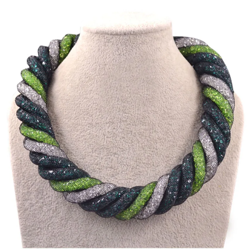 Special offer mesh rope chain twisted multi colored crystal