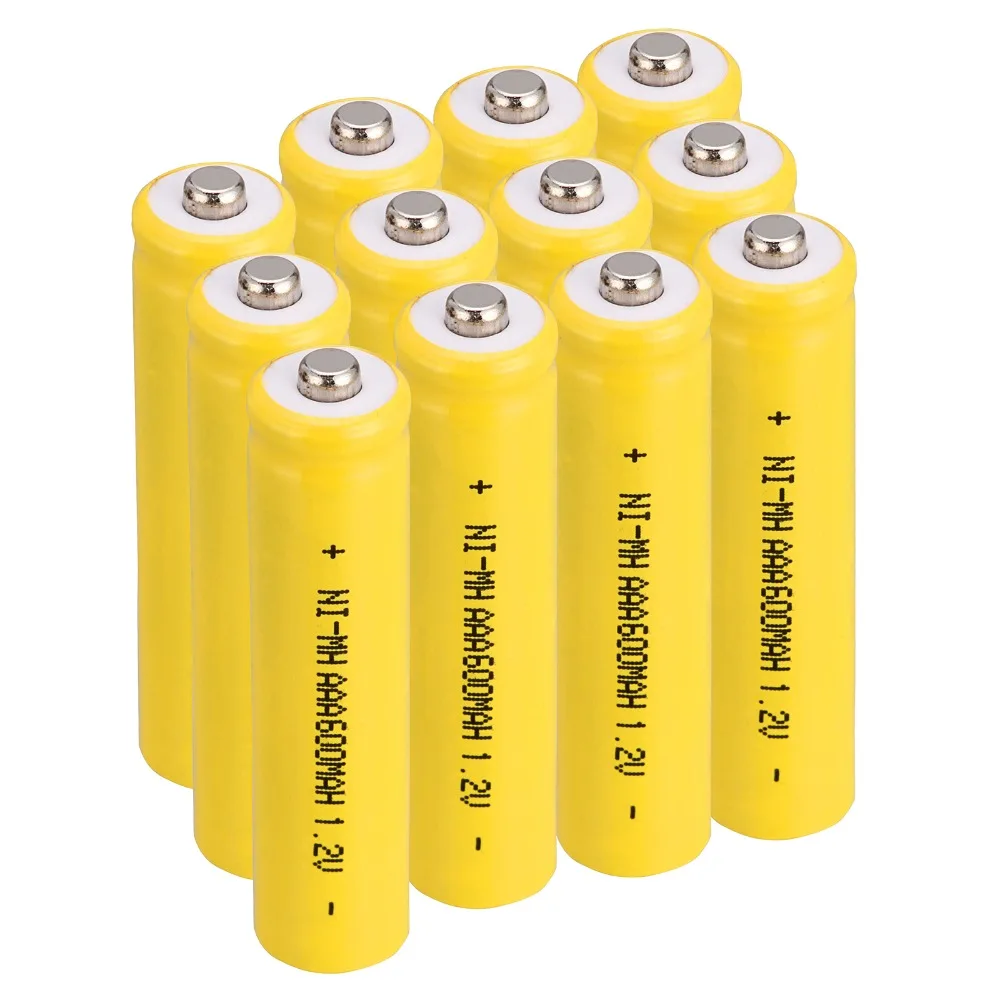 12 PCS A SET 600 mah AAA 3A 1.2 V Ni MH rechargeable battery Yellow in