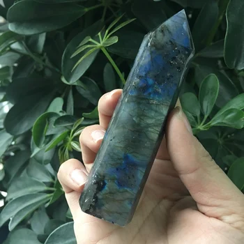

Wholesale Hand Carving Natural Flashy Labradorite Crystal Point Wand For Gifts Or Home Decoration SQ