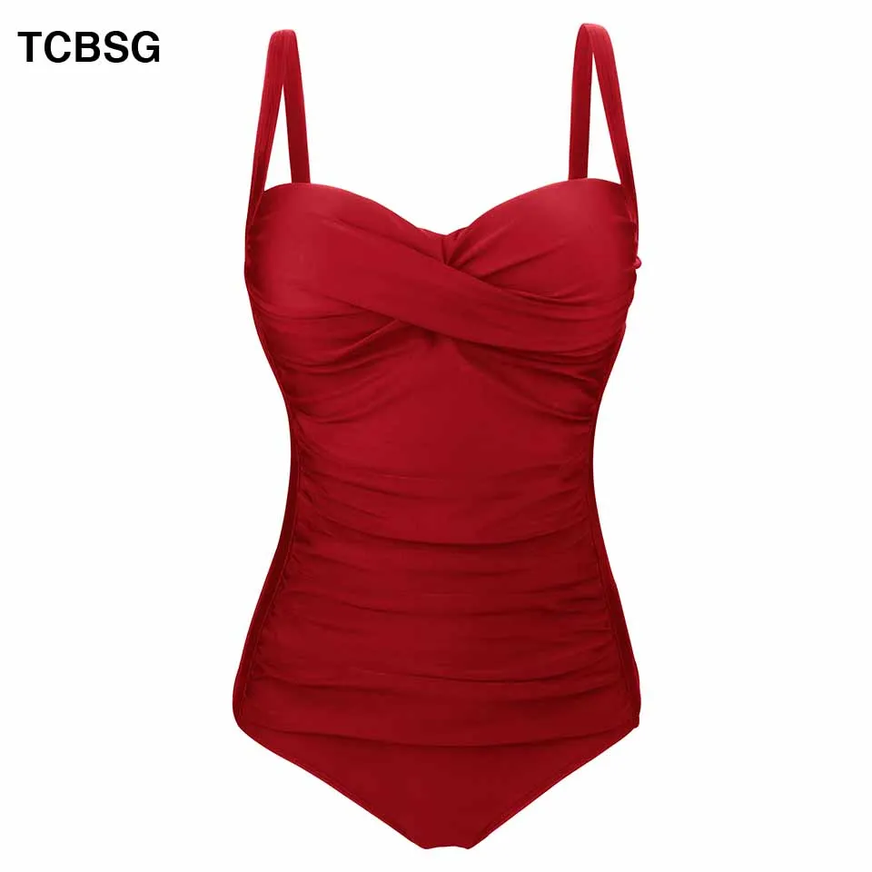 

TCBSG 2019 New Plus Size Swimwear One Piece Swimsuit Women Print Swimwear Vintage Retro Bathing Suits Push Up Monokini Swimsuit