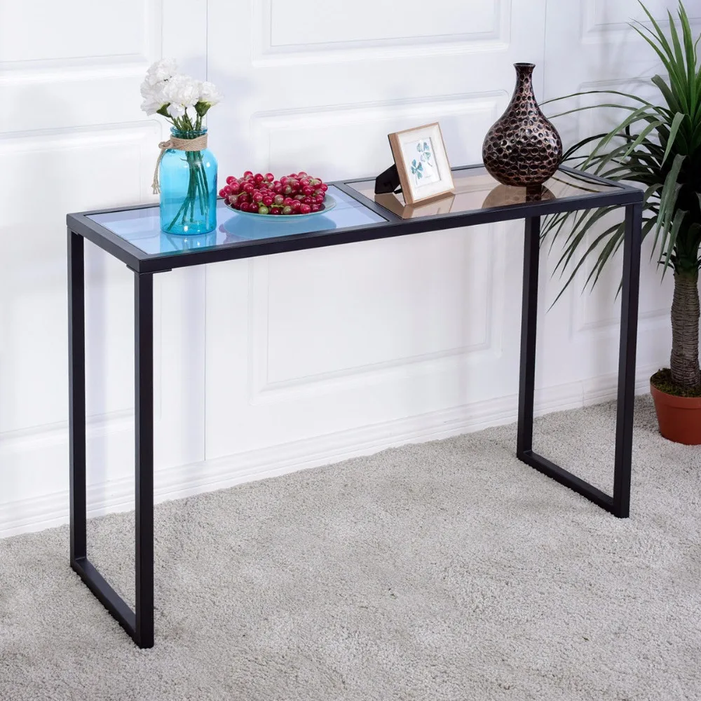 Giantex Console Table Tempered Glass Top Metal Frame Hallway Entryway Home Furniture New Living Room Furniture HW57284 Giantex Console Table Tempered Glass Top Metal Frame Hallway Entryway Home Furniture New Living Room Furniture HW57284