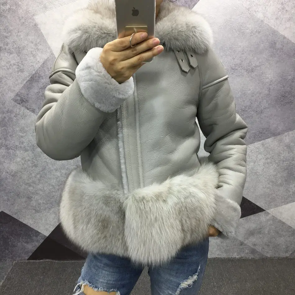 women genuine leather jacket with fur (1)