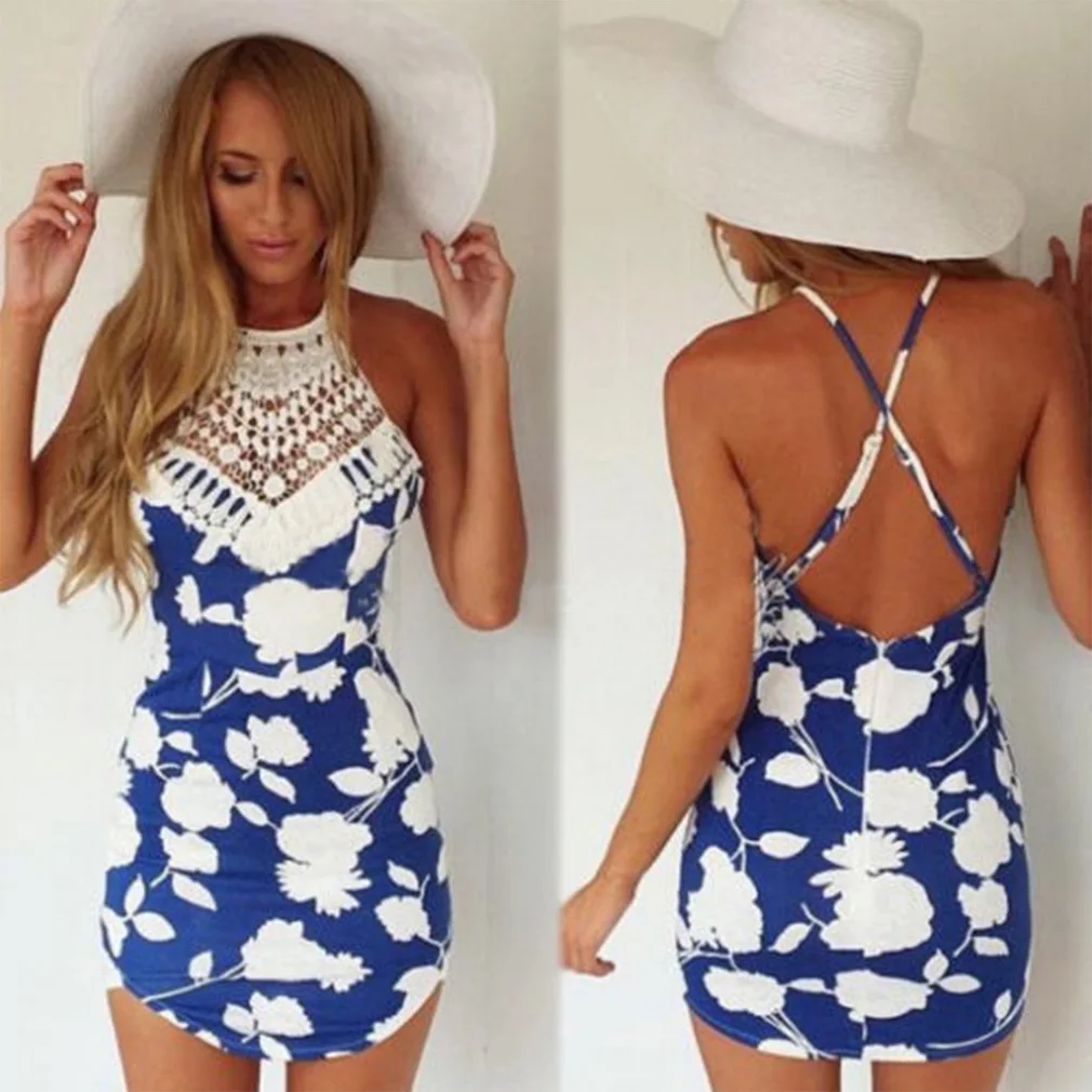 2015 Fashion Summer style font b Women b font Floral Lace backless font b sexy b