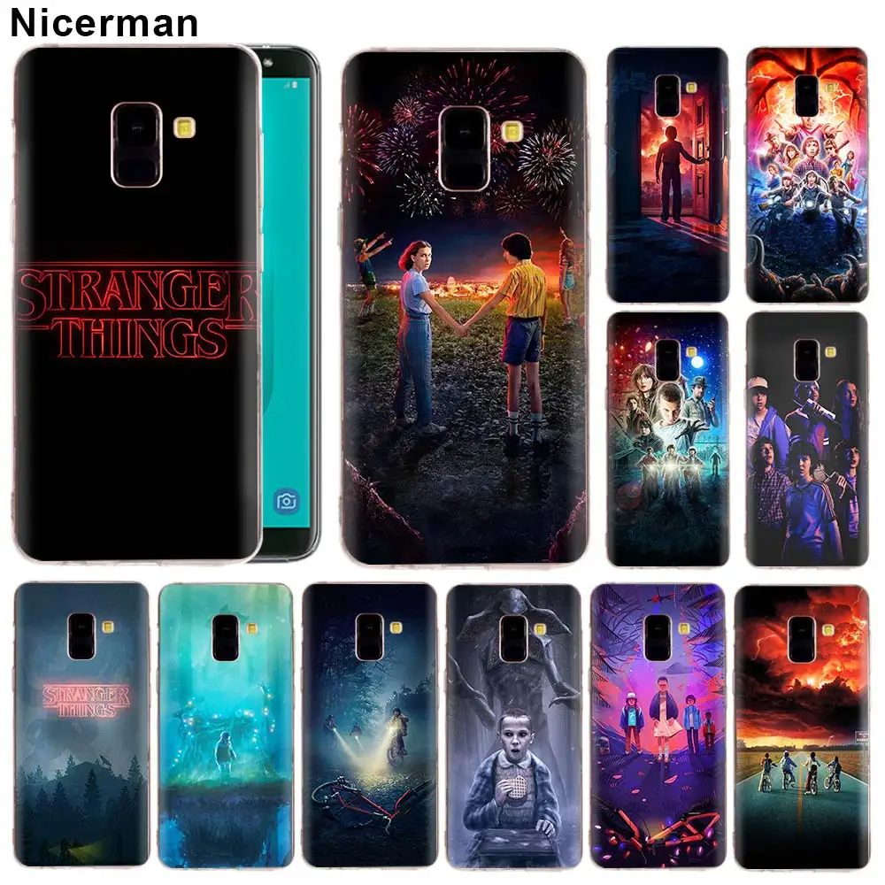 

Clear Silicone Capa for Samsung Galaxy J8 J6 J4 Plus 2018 A50 A70 A80 Note 8 9 TPU Cover Stranger Things poster Soft Case