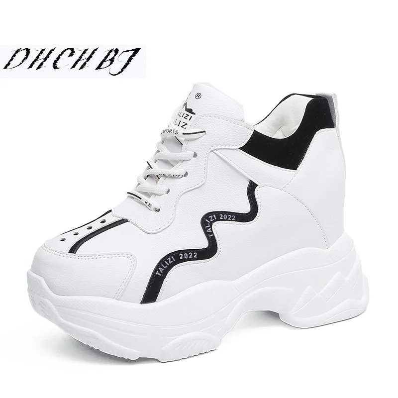 

2019 Fashion Spring Women Platform Casual Shoes PU Leather Breathable Wedge Heels Shoes 8 CM Autumn Thick Sole Sneakers Woman