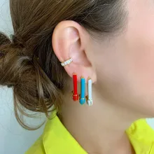 Уникальный дизайн Скрепка безопасности Шпильки Модные женские ювелирные изделия Золотое покрытие нежный синий черный красный 4 Цвета Эмаль серьги