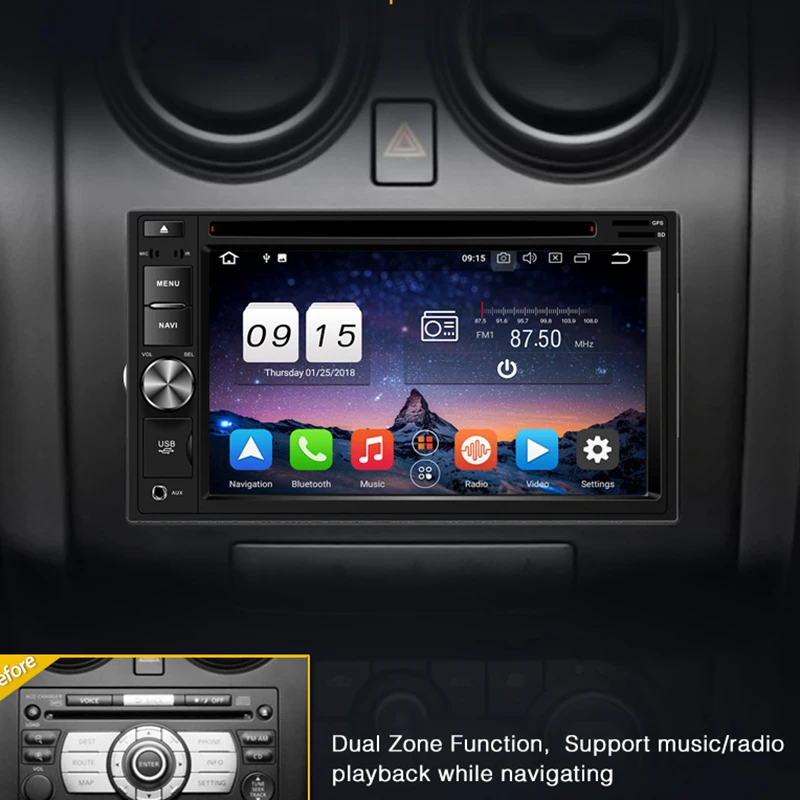 Top Universal 6.2" Android 9.0 2Din Car Multimedia 2G RAM Auto Radio DVD CD  MP5 VideoPlayer GPS Stereo 4G WiFi 2 Double Din 47 1