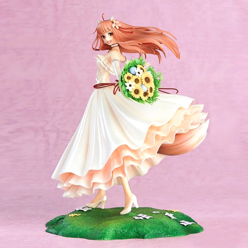 

Free Shipping 9.5" Spice and Wolf Anime Holo Renewal Wedding Dress 10th Anniverary Boxed PVC Action Figure Model Doll Toys Gift