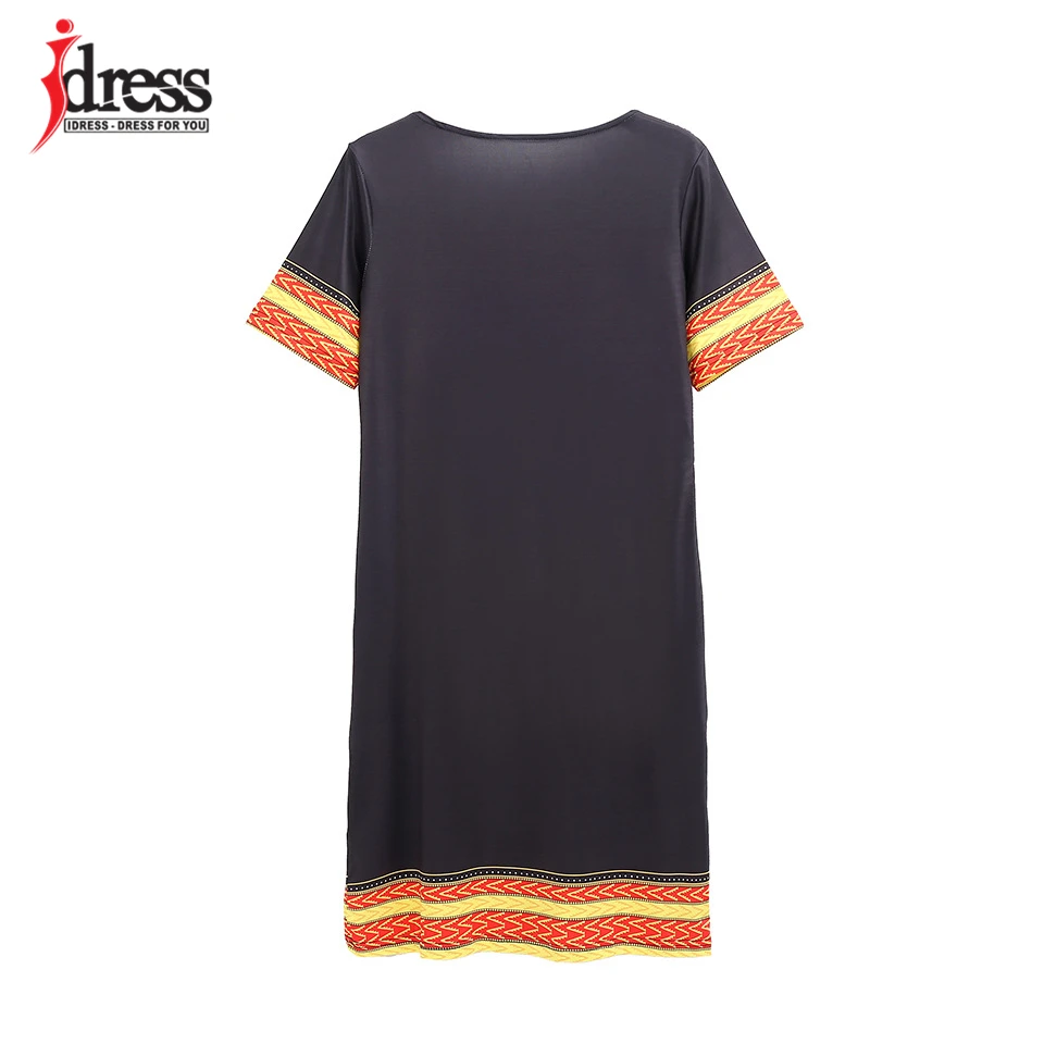 IDress S-XXXL размера плюс сексуальное повседневное летнее платье для женщин с коротким рукавом Вечерние платья черные винтажные традиционные платья с принтом